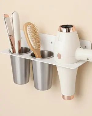Hair Tool Organizer Wall Mount, Stainless Steel Hair Tool Holder with 2 Heat-Resistant Cups, Curling Iron Holder for Vanity, Hot Tools Organizer with PVC Ring,Hair Dryer Holder for Bathroom, Hair Tool Organizer Wall Mount, Stainless Steel Hair Tool Holder with 2 Heat-Resistant Cups, Curling Iron Holder for Vanity, Hot Tools Organizer with PVC Ring,Hair Dryer Holder for Bathroom,