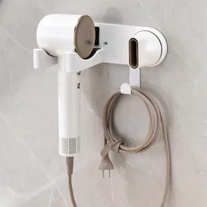 White Hair Dryer Holder, Wall-Mounted Blow Dryer Holder White Hair Dryer Holder, Wall-Mounted Blow Dryer Holder