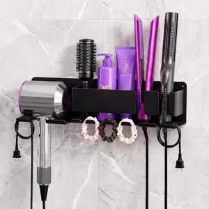 Hair Dryer Holder Wall Mounted, Blow Dryer Holder, Metal Hair Tool Organizer, Curling Iron, Straightener Holder, Hair Accessories Tools Organizer Storage for BathroomBlack Hair Dryer Holder Wall Mounted, Blow Dryer Holder, Metal Hair Tool Organizer, Curling Iron, Straightener Holder, Hair Accessories Tools Organizer Storage for BathroomBlack