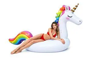 Giant Inflatable Unicorn Pool Float Floaties, Rainbow Mane Ride-On Swimming Pool Toy for Adults & Kids, Summer Fun Vacation Beach Lake Water Floaties Raft Lounger Giant Inflatable Unicorn Pool Float Floaties, Rainbow Mane Ride-On Swimming Pool Toy for Adults & Kids, Summer Fun Vacation Beach Lake Water Floaties Raft Lounger