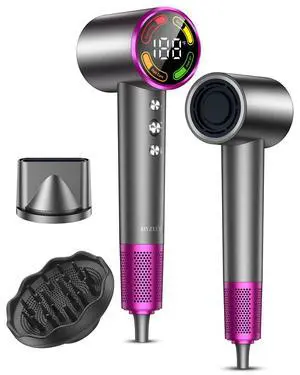 High-Speed Hair Dryer with Diffuser, Ionic Blow Dryer, Gray High-Speed Hair Dryer with Diffuser, Ionic Blow Dryer, Gray