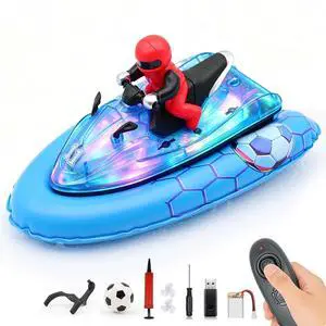 Remote Control Boat for Pool with Inflatable Bumper,cool LED Light,blue Remote Control Boat for Pool with Inflatable Bumper,cool LED Light,blue