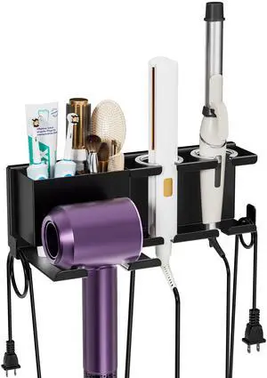 Hair Dryer Holder, Wall Mounted, Black Hair Dryer Holder, Wall Mounted, Black