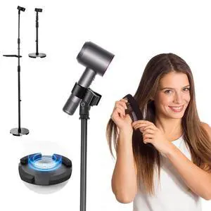 Hands-Free Hair Dryer Stand Holder with Strong Suction Base-63in/160cm Height Adjustable Floor Blower Stand Holder, 180 Degrees Rotatable Larger Clamp Hands-Free Hair Dryer Stand Holder with Strong Suction Base-63in/160cm Height Adjustable Floor Blower Stand Holder, 180 Degrees Rotatable Larger Clamp