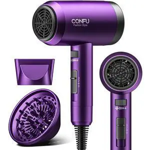 Hair Dryer with Diffuser, Ionic Blow Dryer 1600W, Portable Lightweight Fast Drying Negative Ion Hairdryer, 3 Heat Settings with Diffuser and Concentrator Nozzle for Home & Travel Hair Dryer with Diffuser, Ionic Blow Dryer 1600W, Portable Lightweight Fast Drying Negative Ion Hairdryer, 3 Heat Settings with Diffuser and Concentrator Nozzle for Home & Travel