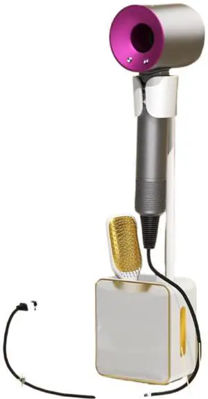 Wall-mounted hair dryer holder with no-drilling installation, hands-free design for kitchen and bathroom cabinetsgray gold Wall-mounted hair dryer holder with no-drilling installation, hands-free design for kitchen and bathroom cabinetsgray gold