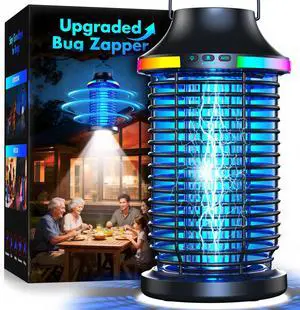 Rechargeable Bug Zapper Outdoor, 4200V Powerful Electric Mosquito Zapper 5-in-1 Portable & Wireless Bug Zapper Outdoor Cordless with 5000mAh Battery, Outdoor Waterproof Fly Zapper for Patio Camping Rechargeable Bug Zapper Outdoor, 4200V Powerful Electric Mosquito Zapper 5-in-1 Portable & Wireless Bug Zapper Outdoor Cordless with 5000mAh Battery, Outdoor Waterproof Fly Zapper for Patio Camping