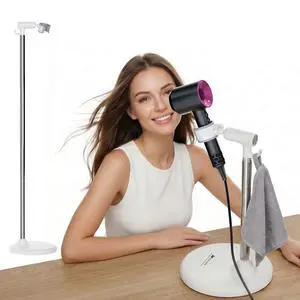 Hands Free Hair Dryer Holder Floor Stand, Adjustable Height (17.2"-51"), Universal Clip with TPU Protection & Organizer Hook, Stable Aluminum Base Blow Dryer Stand Hands Free(White) Hands Free Hair Dryer Holder Floor Stand, Adjustable Height (17.2"-51"), Universal Clip with TPU Protection & Organizer Hook, Stable Aluminum Base Blow Dryer Stand Hands Free(White)