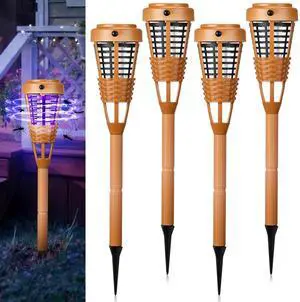 4 Pcs Solar Bug Zapper Outdoor, Torch Zapper Lights Waterproof Mosquito Killer Lamp with Auto On/Off Lighting,Purple Bug Light and White Ambient Light for Garden Patio Yard Balcony(Orange) 4 Pcs Solar Bug Zapper Outdoor, Torch Zapper Lights Waterproof Mosquito Killer Lamp with Auto On/Off Lighting,Purple Bug Light and White Ambient Light for Garden Patio Yard Balcony(Orange)