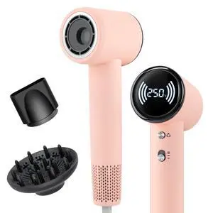 High Speed Ionic Hair Dryer with Diffuser 160,000 RPM Brushless Motor for Fast Drying, Lightweight Travel Blow Dryer with Concentrator Nozzle for Women Men, Pink High Speed Ionic Hair Dryer with Diffuser 160,000 RPM Brushless Motor for Fast Drying, Lightweight Travel Blow Dryer with Concentrator Nozzle for Women Men, Pink