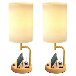 Table Lamp with 3 USB Charging Ports, Modern Desk Lamp with AC Outlet and Phone Stands, Perfect Bedside Lamp for Bedroom, Living Room, Office (Pack of 2) Table Lamp with 3 USB Charging Ports, Modern Desk Lamp with AC Outlet and Phone Stands, Perfect Bedside Lamp for Bedroom, Living Room, Office (Pack of 2)