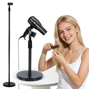 Hands Free Hair Dryer Stand Holder with Adjustable Mount for Blow Dryer - Portable Standing Hair Dryer Stand for Bathroom Vanity, Home Use Hands Free Hair Dryer Stand Holder with Adjustable Mount for Blow Dryer - Portable Standing Hair Dryer Stand for Bathroom Vanity, Home Use