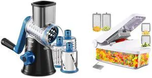 Rotary Cheese Grater, Kitchen Mandoline Vegetable Slicer with 3 Interchangeable Blades, Easy to Clean Grater and Vegetable Chopper, Onion Chopper Pro Food Chopper, Kitchen Slicer Rotary Cheese Grater, Kitchen Mandoline Vegetable Slicer with 3 Interchangeable Blades, Easy to Clean Grater and Vegetable Chopper, Onion Chopper Pro Food Chopper, Kitchen Slicer