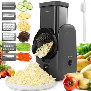 Cheese Grater Rotary Slicer-One-Touch Control Vegetable Slicer, Nuts Grinder Cheese Shredder for Home Kitchen Use, 6 Replaceable Stainless Steel Blades(Black) Cheese Grater Rotary Slicer-One-Touch Control Vegetable Slicer, Nuts Grinder Cheese Shredder for Home Kitchen Use, 6 Replaceable Stainless Steel Blades(Black)