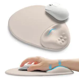 Palm-Rest and Wrist-Hugging Mouse Pad Wrist Rest, Ergonomic Wrist Support with Curve Fitting Cushioned Memory Foam for Carpal Tunnel Pain Relief, 9.9 x 8.3 Inch, Love of Apricot White Palm-Rest and Wrist-Hugging Mouse Pad Wrist Rest, Ergonomic Wrist Support with Curve Fitting Cushioned Memory Foam for Carpal Tunnel Pain Relief, 9.9 x 8.3 Inch, Love of Apricot White