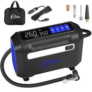 R8 Tire Inflator Portable Air Compressor, DC 12V Air Compressor Portable with Large Dual Digital Screen, 3X Faster Inflation Air Pump for Car, Bike, Ball, Motor (Blue) R8 Tire Inflator Portable Air Compressor, DC 12V Air Compressor Portable with Large Dual Digital Screen, 3X Faster Inflation Air Pump for Car, Bike, Ball, Motor (Blue)