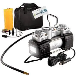 12V Air Compressor - Portable & Compact Tire Pump, 150 PSI Heavy-Duty Double Cylinder Tire Inflator with LED Flashlight, Ideal for SUVs, Off-Road, Trailer, Truck, Bike, Air Bed 12V Air Compressor - Portable & Compact Tire Pump, 150 PSI Heavy-Duty Double Cylinder Tire Inflator with LED Flashlight, Ideal for SUVs, Off-Road, Trailer, Truck, Bike, Air Bed
