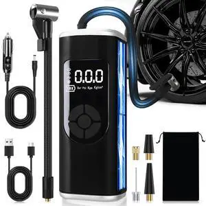 StartPro Tire Inflator Portable Air Compressor, 150PSI Cordless Air Pump, Dual Power Suply, LED Display, Flashlight, Auto Shut-Off, Fast Inflation for Car, Motorcycle, Bike, and Sports Equipment StartPro Tire Inflator Portable Air Compressor, 150PSI Cordless Air Pump, Dual Power Suply, LED Display, Flashlight, Auto Shut-Off, Fast Inflation for Car, Motorcycle, Bike, and Sports Equipment