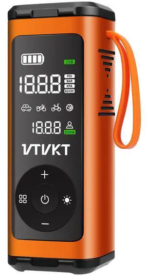 Tire Inflator Portable Air Compressor, Powerful 12000mAh Aluminium Alloy Cordless Air Pump with LED Light and Power Bank, 150PSI Tire Inflator for SUV, Sedan, Motorcycle, Bike, Ball, Orange Tire Inflator Portable Air Compressor, Powerful 12000mAh Aluminium Alloy Cordless Air Pump with LED Light and Power Bank, 150PSI Tire Inflator for SUV, Sedan, Motorcycle, Bike, Ball, Orange