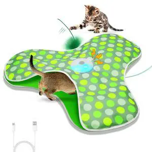 Interactive Cat Toy, Automatic Cat Toys for Indoor Cats, Hide and Seek Cat Toy with Motion Activated, Moving Feather, Chirping, USB Rechargeable Interactive Cat Toy, Automatic Cat Toys for Indoor Cats, Hide and Seek Cat Toy with Motion Activated, Moving Feather, Chirping, USB Rechargeable