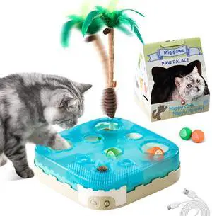 7-in-1 Interactive Cat Toy Motion Activated Indoor Playset with Automatic Pop Bounce Cat Ball, Feather Palm Tree Wand, Catnip Ball & Self-Grooming Cardboard House Rechargeable 7-in-1 Interactive Cat Toy Motion Activated Indoor Playset with Automatic Pop Bounce Cat Ball, Feather Palm Tree Wand, Catnip Ball & Self-Grooming Cardboard House Rechargeable