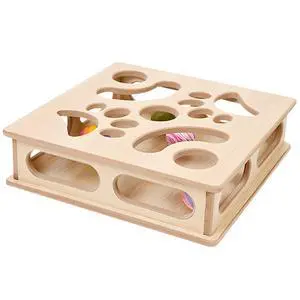 Natural Wood Cat Interactive Box Puzzle Hunting Exercise Toy Natural Wood Cat Interactive Box Puzzle Hunting Exercise Toy