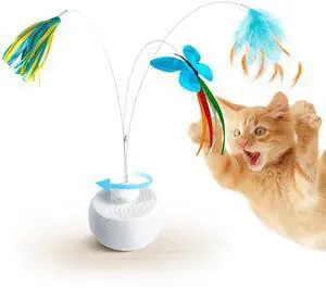 Interactive Cat Toys, Butterfly & Feather Kitten Toy,Automatic Spinning Ball for Indoor Bored Cats,Self Play Intelligent Touch Senser, 3 Replacements Interactive Cat Toys, Butterfly & Feather Kitten Toy,Automatic Spinning Ball for Indoor Bored Cats,Self Play Intelligent Touch Senser, 3 Replacements