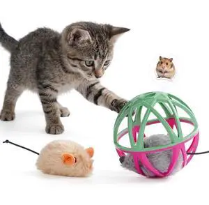 Cat Toys for Indoor Cats - Interactive Ball Cage Cat Toy with Realistic Mice Sounds & 2 Catnip Plush Toys, Motion-Activated Hunting Simulation Toy for Cats Cat Toys for Indoor Cats - Interactive Ball Cage Cat Toy with Realistic Mice Sounds & 2 Catnip Plush Toys, Motion-Activated Hunting Simulation Toy for Cats