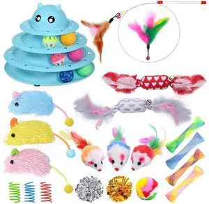 24 PCS Cat Toys Set with Teaser, Mice, Spring, and Various Ball Toys 24 PCS Cat Toys Set with Teaser, Mice, Spring, and Various Ball Toys