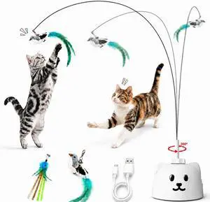 Interactive Cat Toys for Indoor Cats, 360° Automatic Spin Flying Bird Wand Interactive Cat Toys for Indoor Cats, 360° Automatic Spin Flying Bird Wand