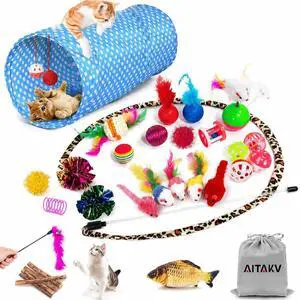 35PCS Cat Toys Variety Pack for Indoor Cats, Kitten Toys Cat Tunnel 35PCS Cat Toys Variety Pack for Indoor Cats, Kitten Toys Cat Tunnel