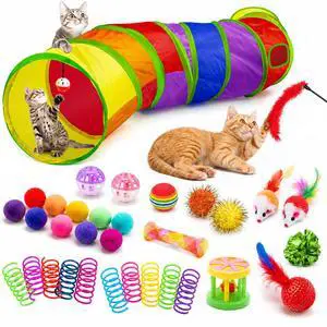 33PCS Cat Toys Variety Pack for Indoor Cats, Kitten Toys Cat Tunnel 33PCS Cat Toys Variety Pack for Indoor Cats, Kitten Toys Cat Tunnel