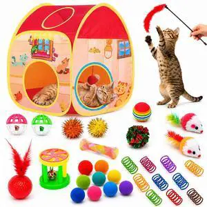 33PCS Cat Toys Variety Pack for Indoor Cats, Kitten Toys Cat Tunnel 33PCS Cat Toys Variety Pack for Indoor Cats, Kitten Toys Cat Tunnel