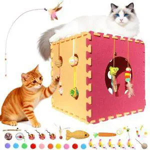 Larger-Size Interactive Cat Toys for Indoor Cats, Kitten Toys, Catnip Toys, Cat Wand, Feather Wand, Bells & Balls for Indoor Cats,30 Pcs Puzzle Box with Cooling Mat Larger-Size Interactive Cat Toys for Indoor Cats, Kitten Toys, Catnip Toys, Cat Wand, Feather Wand, Bells & Balls for Indoor Cats,30 Pcs Puzzle Box with Cooling Mat