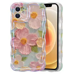 Case for iPhone 11, Colorful Retro Oil Painting Print Flower, Green Case for iPhone 11, Colorful Retro Oil Painting Print Flower, Green