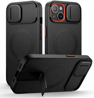 for iPhone 13/14 Case with Magnetic Camera Slide Cover and Adjustable Kickstand, Compatible with MagSafe, Shockproof Bumper Case Slim Protective Cover for iPhone 13/14 6.1 Inch, Black for iPhone 13/14 Case with Magnetic Camera Slide Cover and Adjustable Kickstand, Compatible with MagSafe, Shockproof Bumper Case Slim Protective Cover for iPhone 13/14 6.1 Inch, Black
