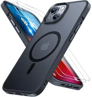 Magnetic for iPhone 15 Case (Compatible with MagSafe)with 2X Screen Protectors Military-Grade Protection, Anti-Fingerprint Translucent Matte Phone Cover for iPhone 15 6.1 inch, Black Magnetic for iPhone 15 Case (Compatible with MagSafe)with 2X Screen Protectors Military-Grade Protection, Anti-Fingerprint Translucent Matte Phone Cover for iPhone 15 6.1 inch, Black