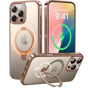 360 Spin Magnetic Stand for iPhone 16 Pro Max Case Desert Titanium 360 Spin Magnetic Stand for iPhone 16 Pro Max Case Desert Titanium