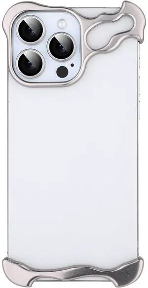 Frameless Phone Case Crafted for iPhone 15 Pro Max Silver Frameless Phone Case Crafted for iPhone 15 Pro Max Silver