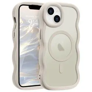 for iPhone 15Plus/14Plus Case Wavy Frame Translucent, Stone for iPhone 15Plus/14Plus Case Wavy Frame Translucent, Stone