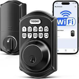 TE011W WiFi Smart Deadbolt, Keyless Entry Door Lock, Matte Black TE011W WiFi Smart Deadbolt, Keyless Entry Door Lock, Matte Black