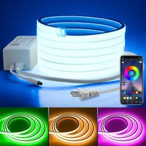 110V Bluetooth RGB COB LED Strip Light 10FT Multicolor Dimmable Flexible LED Lights Strip with Remote Music Sync Outdoor Waterproof RGB Neon COB Rope Light Plug in Color Changing AC 110V~130V IP67 110V Bluetooth RGB COB LED Strip Light 10FT Multicolor Dimmable Flexible LED Lights Strip with Remote Music Sync Outdoor Waterproof RGB Neon COB Rope Light Plug in Color Changing AC 110V~130V IP67