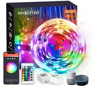 65.6ft WiFi Smart Led Lights Strip with Tuya App Control for Bedroom Decoration Work with Alexa and Google Assistant 1 Roll 65.6ft WiFi Smart Led Lights Strip with Tuya App Control for Bedroom Decoration Work with Alexa and Google Assistant 1 Roll