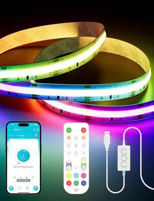 RGB Smart IC COB LED Strip Light 5V USB,Color Chasing UL-Listed Multicolor Flexible Tape LED Strip Light 9.84ft/3m Compatible with Alexa/Google Assistant,for TV,Desk,Monitor DIY Decoration RGB Smart IC COB LED Strip Light 5V USB,Color Chasing UL-Listed Multicolor Flexible Tape LED Strip Light 9.84ft/3m Compatible with Alexa/Google Assistant,for TV,Desk,Monitor DIY Decoration