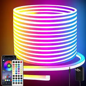 66FT Led Neon Rope Lights Control with App/Remote,Flexible Led Rope Lights,Multiple Modes,IP65 Outdoor RGB Neon Lights Waterproof,Music Sync Gaming Led Neon Strip Lights for Bedroom Décor 66FT Led Neon Rope Lights Control with App/Remote,Flexible Led Rope Lights,Multiple Modes,IP65 Outdoor RGB Neon Lights Waterproof,Music Sync Gaming Led Neon Strip Lights for Bedroom Décor