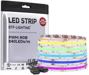 16.4FT UL Listed RGB COB LED Strip DC24V Color Changing Light 16.4FT UL Listed RGB COB LED Strip DC24V Color Changing Light