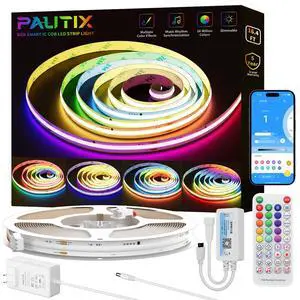 RGB Smart IC COB LED Strip Light,Addressable RGB COB LED Lights 16.4ft,UL-Listed 24V Color Flowing Chasing Effects Strip Lights Multicolor Flexible Color Changing Tape Light,for Bedroom,Party RGB Smart IC COB LED Strip Light,Addressable RGB COB LED Lights 16.4ft,UL-Listed 24V Color Flowing Chasing Effects Strip Lights Multicolor Flexible Color Changing Tape Light,for Bedroom,Party
