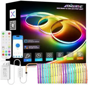 RGB Smart IC COB LED Strip Light,32.8ft Color Chasing Flexible LED Tape Light,WS2811 Addressable RGB Strip with APP Control/Music Mode,Work with Alexa/Google,for Home DIY Lighting Projects RGB Smart IC COB LED Strip Light,32.8ft Color Chasing Flexible LED Tape Light,WS2811 Addressable RGB Strip with APP Control/Music Mode,Work with Alexa/Google,for Home DIY Lighting Projects