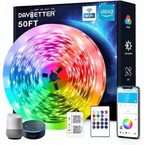 Smart WiFi Led Lights, 50 FT RGB Led Strip Lights Compatible with Alexa and Google Assistant, App Voice Remote Control LED Strip Lighting for Bedroom Room Decor Smart WiFi Led Lights, 50 FT RGB Led Strip Lights Compatible with Alexa and Google Assistant, App Voice Remote Control LED Strip Lighting for Bedroom Room Decor