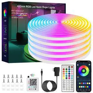 LED neon Lights,50FT RGB Neon Rope Lights,with Remote Control/APP Control,Music Sync,Timer Function,IP67 Waterproof Flexible Neon Strip Lights,for Bedroom Gaming Outdoors Decor LED neon Lights,50FT RGB Neon Rope Lights,with Remote Control/APP Control,Music Sync,Timer Function,IP67 Waterproof Flexible Neon Strip Lights,for Bedroom Gaming Outdoors Decor